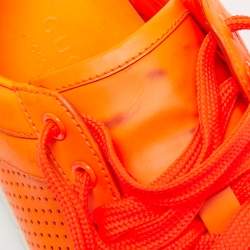 Gucci Neon Orange Perforated Leather Running Sneakers Size 41.5