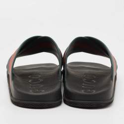 Pre Owned Gucci Red/Green Web Rubber Slides Size 45