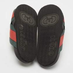Pre Owned Gucci Red/Green Web Rubber Slides Size 45