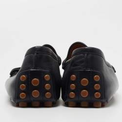 Gucci Navy Blue Leather Horsebit Driver Loafers Size 41