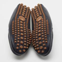Gucci Navy Blue Leather Horsebit Driver Loafers Size 41
