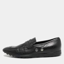 Gucci Black Leather Slip On Loafers Size 40.5
