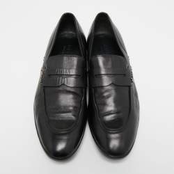 Gucci Black Leather Slip On Loafers Size 40.5