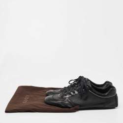 Pre Owned Gucci Black GG Canvas and Leather Low Top Sneakers Size 41