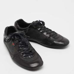 Pre Owned Gucci Black GG Canvas and Leather Low Top Sneakers Size 41