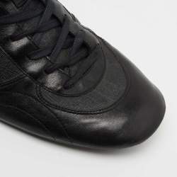 Pre Owned Gucci Black GG Canvas and Leather Low Top Sneakers Size 41