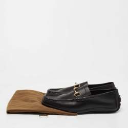 Gucci Black Leather Horsebit Slip On Loafers Size 42