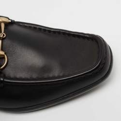 Gucci Black Leather Horsebit Slip On Loafers Size 42