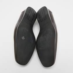 Pre Owned Gucci Dark Brown Leather Interlocking G Slip On Loafers Size 39.5