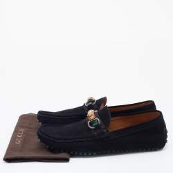 Gucci Black Suede Bamboo Slip On Loafers Size 41