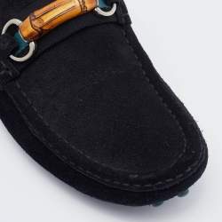 Gucci Black Suede Bamboo Slip On Loafers Size 41