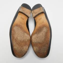 Gucci Black Leather Web Horsebit Loafers Size 41.5