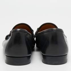 Gucci Black Leather Web Horsebit Loafers Size 41.5