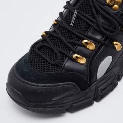 Gucci Black Leather and Mesh Flashtrek Low Top Sneakers Size 40