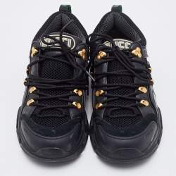 Gucci Black Leather and Mesh Flashtrek Low Top Sneakers Size 40