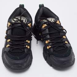 Gucci Black Leather and Mesh Flashtrek Low Top Sneakers Size 40