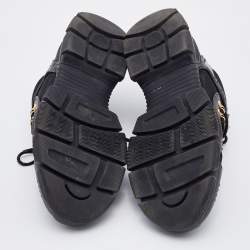 Gucci Black Leather and Mesh Flashtrek Low Top Sneakers Size 40