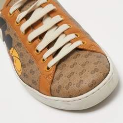 Pre Owned Gucci x Disney Brown/Green Canvas and Leather Ace Low Top Sneakers Size 40.5