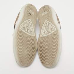 Pre Owned Gucci x Disney Brown/Green Canvas and Leather Ace Low Top Sneakers Size 40.5