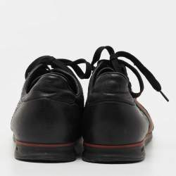 Gucci Black Microguccissima Leather Web Low Top Sneakers Size 44.5