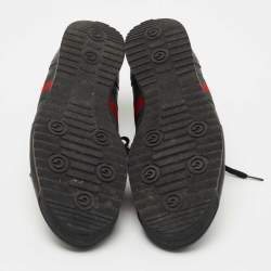 Gucci Black Microguccissima Leather Web Low Top Sneakers Size 44.5