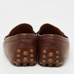 Gucci Brown Leather Web Horsebit Loafers Size 41.5