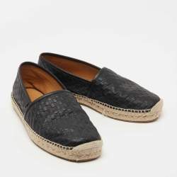 Gucci Black Microguccissima Leather Espadrille Flats Size 42.5