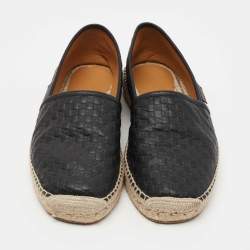 Gucci Black Microguccissima Leather Espadrille Flats Size 42.5