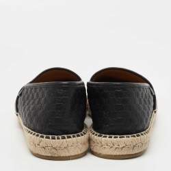 Gucci Black Microguccissima Leather Espadrille Flats Size 42.5