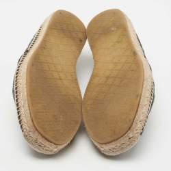 Gucci Black Microguccissima Leather Espadrille Flats Size 42.5