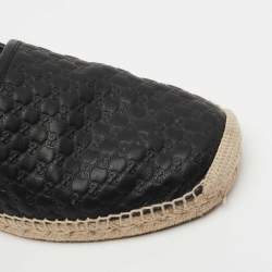 Gucci Black Microguccissima Leather Espadrille Flats Size 42.5