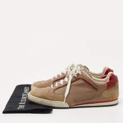 Gucci Brown/Dark Red Suede, Patent and Leather Low Top Sneakers Size 41.5