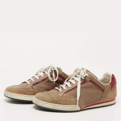 Gucci Brown/Dark Red Suede, Patent and Leather Low Top Sneakers Size 41.5