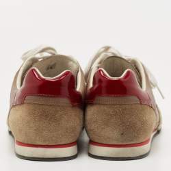 Gucci Brown/Dark Red Suede, Patent and Leather Low Top Sneakers Size 41.5
