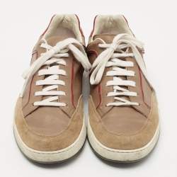 Gucci Brown/Dark Red Suede, Patent and Leather Low Top Sneakers Size 41.5