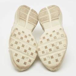 Pre Owned Gucci Cream Distressed Leather Rhyton Sneakers Size 42
