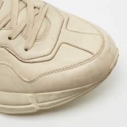 Pre Owned Gucci Cream Distressed Leather Rhyton Sneakers Size 42