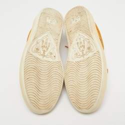 Gucci Orange Suede Web Low Top Sneakers Size 40.5