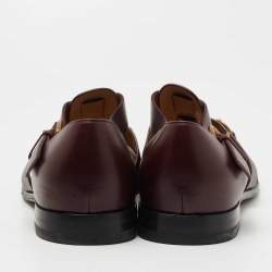 Pre Owned Gucci Burgundy Leather Elektra Fisherman Sandals Size 43