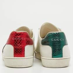 Gucci White Leather Sequin Lips Ace Low Top Sneakers Size 41