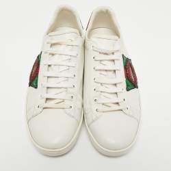 Gucci White Leather Sequin Lips Ace Low Top Sneakers Size 41