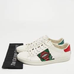 Gucci White Leather Sequin Lips Ace Low Top Sneakers Size 41