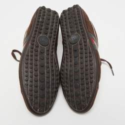 Gucci Dark Brown Suede Web Sneakers Size 40.5