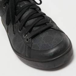 Gucci Black/Grey GG Supreme Canvas and Leather Brooklyn High Top Sneakers Size 40.5 