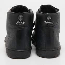 Gucci Black/Grey GG Supreme Canvas and Leather Brooklyn High Top Sneakers Size 40.5 