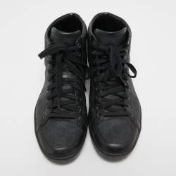 Gucci Black/Grey GG Supreme Canvas and Leather Brooklyn High Top Sneakers Size 40.5 