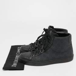 Gucci Black/Grey GG Supreme Canvas and Leather Brooklyn High Top Sneakers Size 40.5 