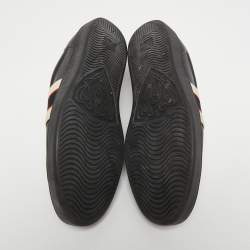 Gucci Black Leather Logo Elastic Band Ace Sneakers Size 44.5