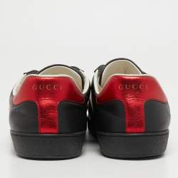 Gucci Black Leather Logo Elastic Band Ace Sneakers Size 44.5