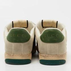 Pre Owned Gucci Tricolor Nubuck Leather and GG Canvas Screener Sneakers Size 43